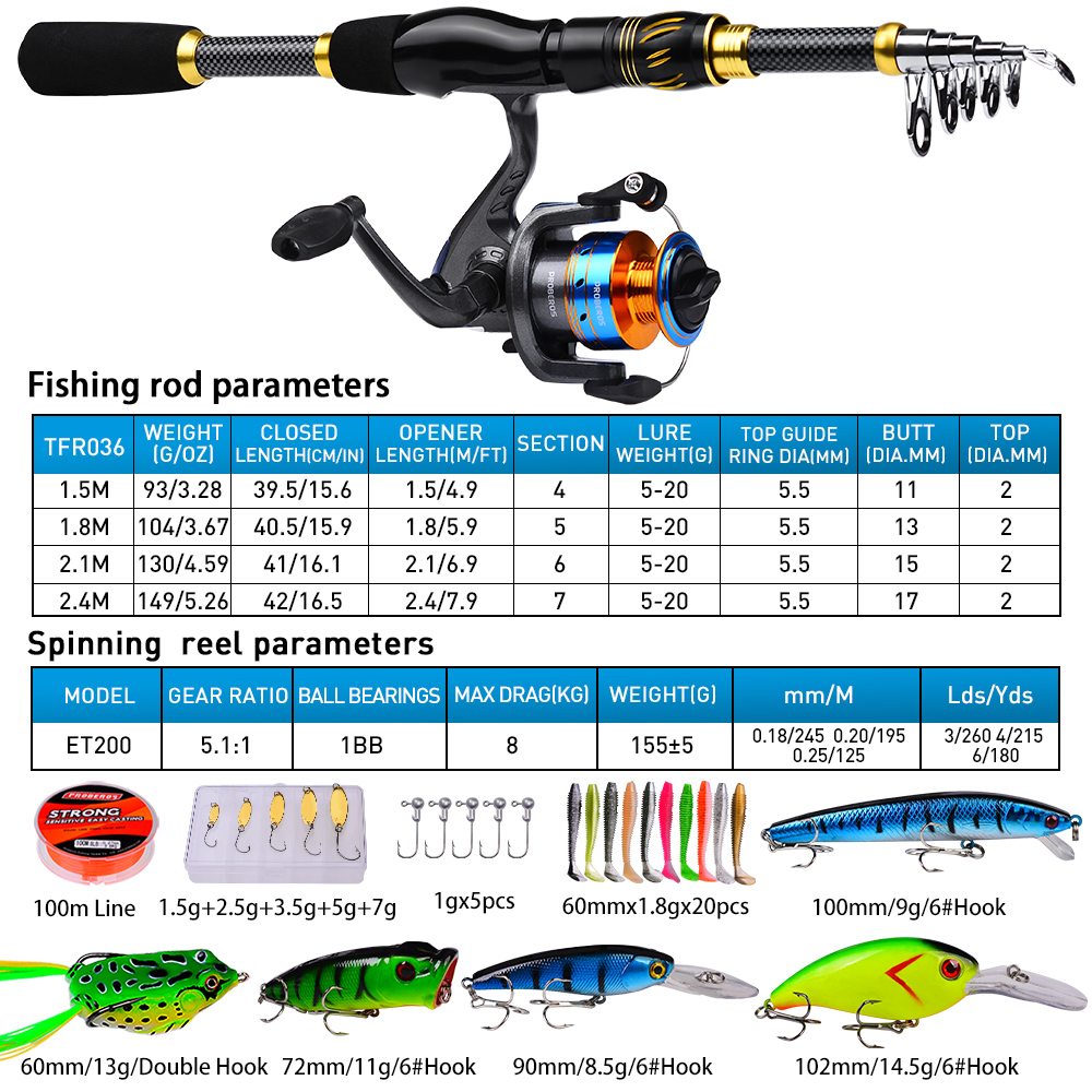 PROBEROS 1.5m-2.4m Fishing Rod - Fishing Equipment Online recension och pris